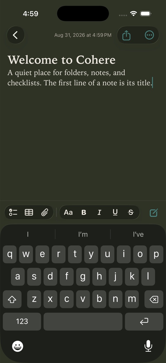 Cohere note editor