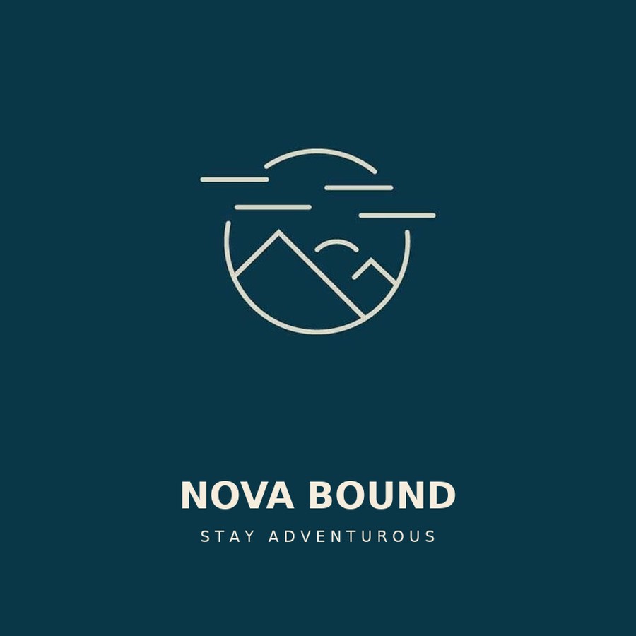 Nova Bound cream mountain mark lockup on dark teal — NOVA BOUND Stay Adventurous